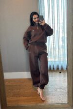 Ravel Fermuarlı Detay Eşofman Takım Kahverengi