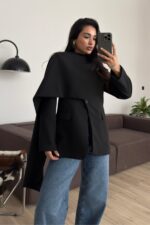 Tasarım Şallı Blazer Ceket Siyah