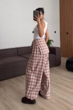 Ekoseli İki Parça Pantolon Kırmızı - Görsel 3