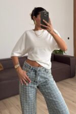 Kol Altı Pileli Tişört Beyaz