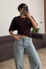 Kol Altı Pileli Tişört Kahverengi