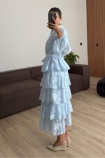 Kat Kat Volanlı Tül Elbise Bebe Mavi - Görsel 4