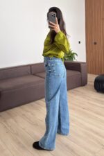 Bs Wide Leg Koyu Mavi Jean - Görsel 3