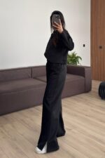 Çıtçıtlı Scuba Pantolon Takım Siyah - Görsel 4