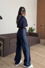 Kısa Ceket Şeritli Eşofman Takım Lacivert - Görsel 4