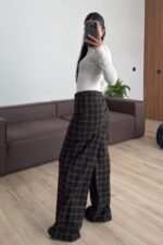 Şallı Ekose Pantolon Acı Kahve - Görsel 3