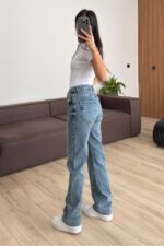 Bs Paçası Kesik Straight Mavi Jean - Görsel 4