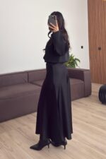 Beli Lastikli Maxi Etek Siyah - Görsel 3