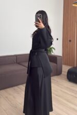 Dalgıç Kumaş İki Parçalı Bluz Siyah - Görsel 3