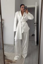 Pinterest Şallı Saten Takım Beyaz