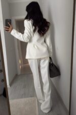 Lona Yanları Büzgülü Blazer Ceket Ekru - Görsel 4