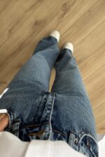 Quinn Wide Leg Mavi Yıkamalı Jean - Görsel 3