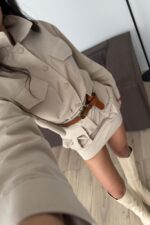 Çıtçıtlı Safari Cepli Gömlek Etek Takım Taş - Görsel 3