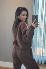 Ravel Fermuarlı Detay Eşofman Takım Kahverengi - Görsel 4