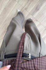 Pileli İçten Pervazlı Pantolon Haki - Görsel 3