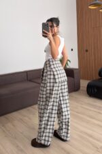 Ekoseli İki Parça Pantolon Kahverengi - Görsel 4