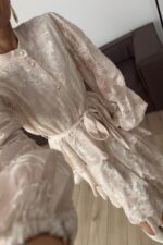 Kat Kat Volanlı Tül Elbise Bej - Görsel 3