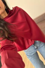 Cool Şallı Saten Gömlek Bordo - Görsel 2