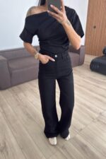 Bs Wide Leg Siyah Jean - Görsel 3