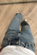 Bs Wide Leg Mavi Eskitme Jean - Görsel 3