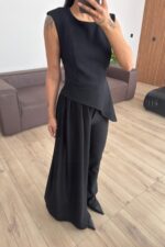 Tasarım Tül Detaylı Asimetrik Bluz Siyah - Görsel 2