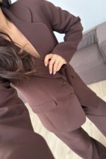 For Vatkalı Ceket Pantolon Takım Kahverengi - Görsel 4