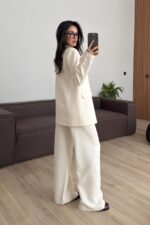 For Vatkalı Ceket Pantolon Takım Bej - Görsel 4