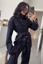 Leroy Çıtçıtlı Fermuarlı Denim Ceket Lacivert - Görsel 2