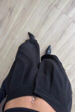 Paçası Ayarlanabilir Yanları Cepli Pantolon Siyah - Görsel 3