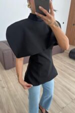 İkili Polerolu Straplez Bluz Siyah - Görsel 2