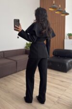 Pelerinli Parçalı Blazer Takım Siyah - Görsel 5