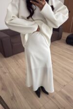 Beli Lastikli Maxi Etek Beyaz - Görsel 2