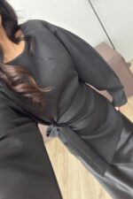 Dalgıç Kumaş İki Parçalı Bluz Siyah - Görsel 2