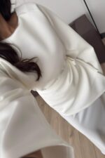 Dalgıç Kumaş İki Parçalı Bluz Beyaz - Görsel 3