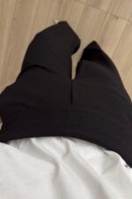 Beli Drapeli Kumaş Pantolon Siyah - Görsel 3