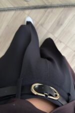 Gold Kemerli Palazzo Pantolon Siyah - Görsel 3