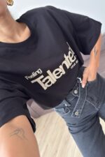 Talented Baskılı Oversize Tişört Siyah - Görsel 3
