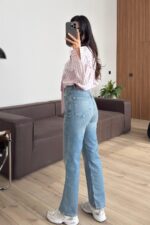 Merlin Straight Fit Mavi Eskitme Jean - Görsel 4