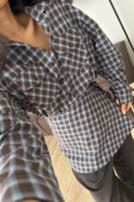 Yakalıklı Çift Cep Ekose Gömlek Kahverengi - Görsel 4