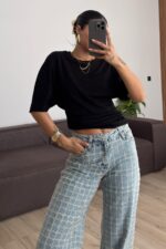 Kol Altı Pileli Tişört Siyah