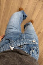 Çapraz Kemerli Wide Leg Mavi Jean - Görsel 3