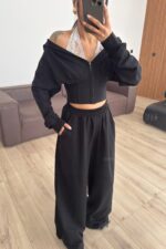 İçi Dantel Bralet Eşofman Takım Siyah - Görsel 2