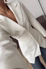 Korseli İki Parça Blazer Ceket Ekru - Görsel 3