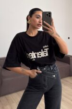 Talented Baskılı Oversize Tişört Siyah