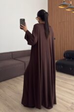 Rumi Üç Parça Modal Kumaş Takım Kahverengi - Görsel 4