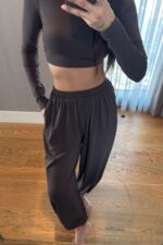 Divya Bandana Detaylı Crop Eşofman Takım Kahverengi - Görsel 3