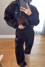 Ravel Fermuarlı Detay Eşofman Takım Siyah - Görsel 3