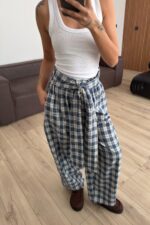 Ekoseli İki Parça Pantolon Mavi - Görsel 2