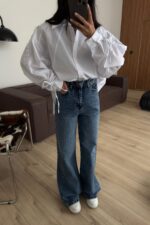 Quinn Wide Leg Mavi Yıkamalı Jean - Görsel 2