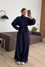 Beli Ayarlanabilir Hırka Pantolon Takım Lacivert - Görsel 2